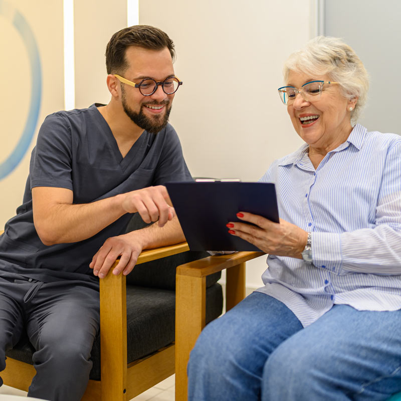 optometrist helping a patient