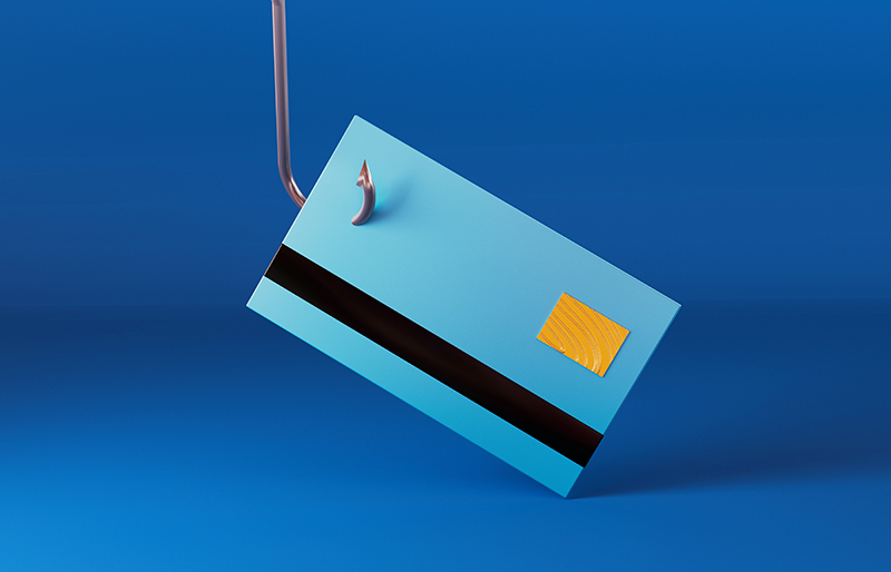 A credit card on a fishing hook